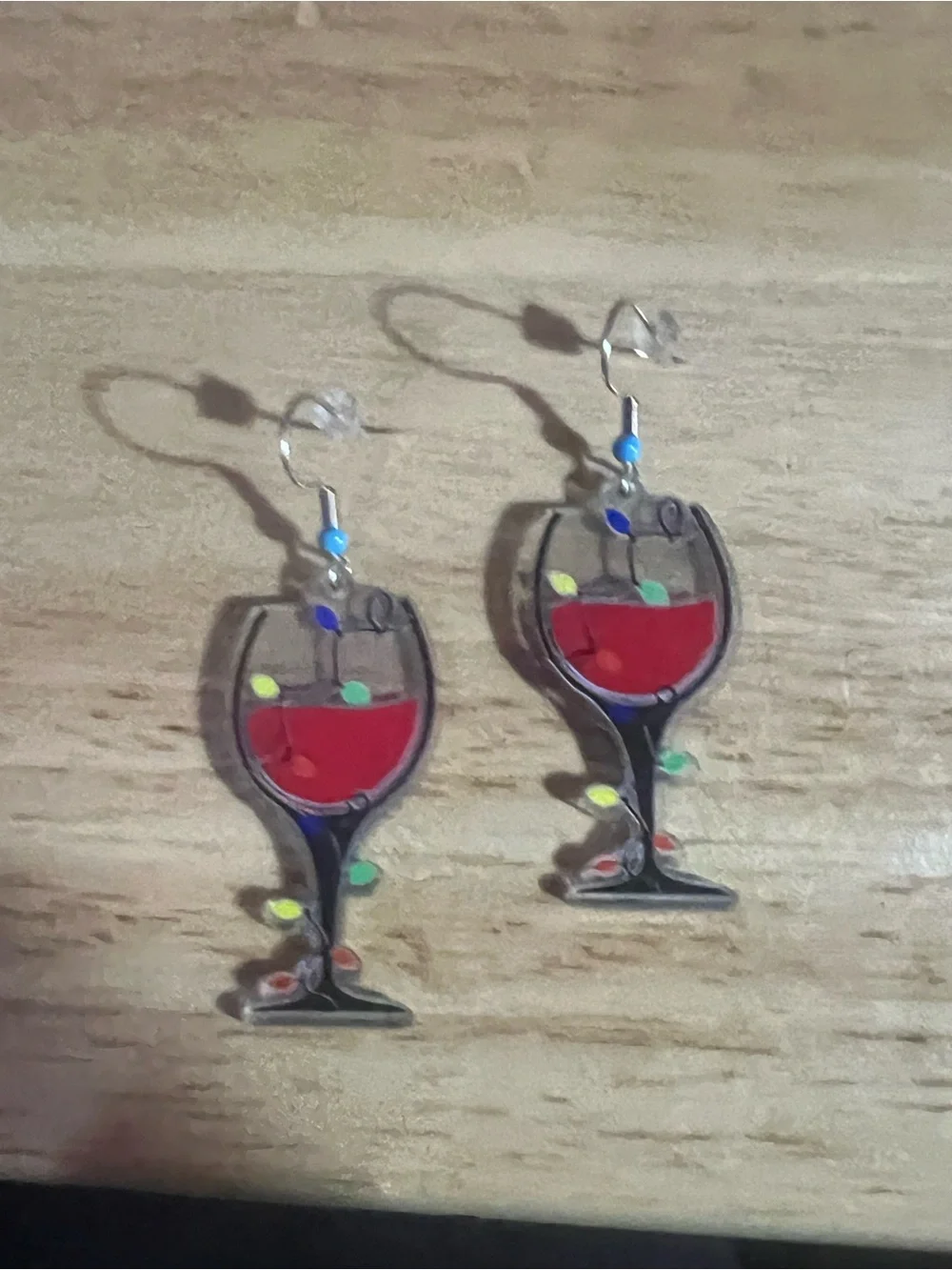 Festive Red Wine Glass Earrings - Holiday Party Accessory E136